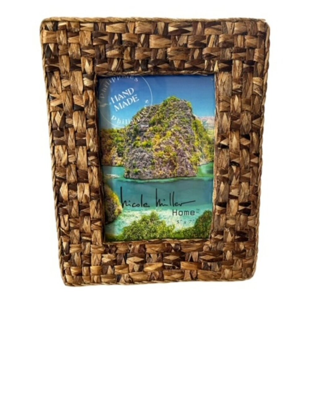 Nicole Miller Home 5x7 Photo Frame Woven Rattan Rustic Boho Decor Hand Crafted
